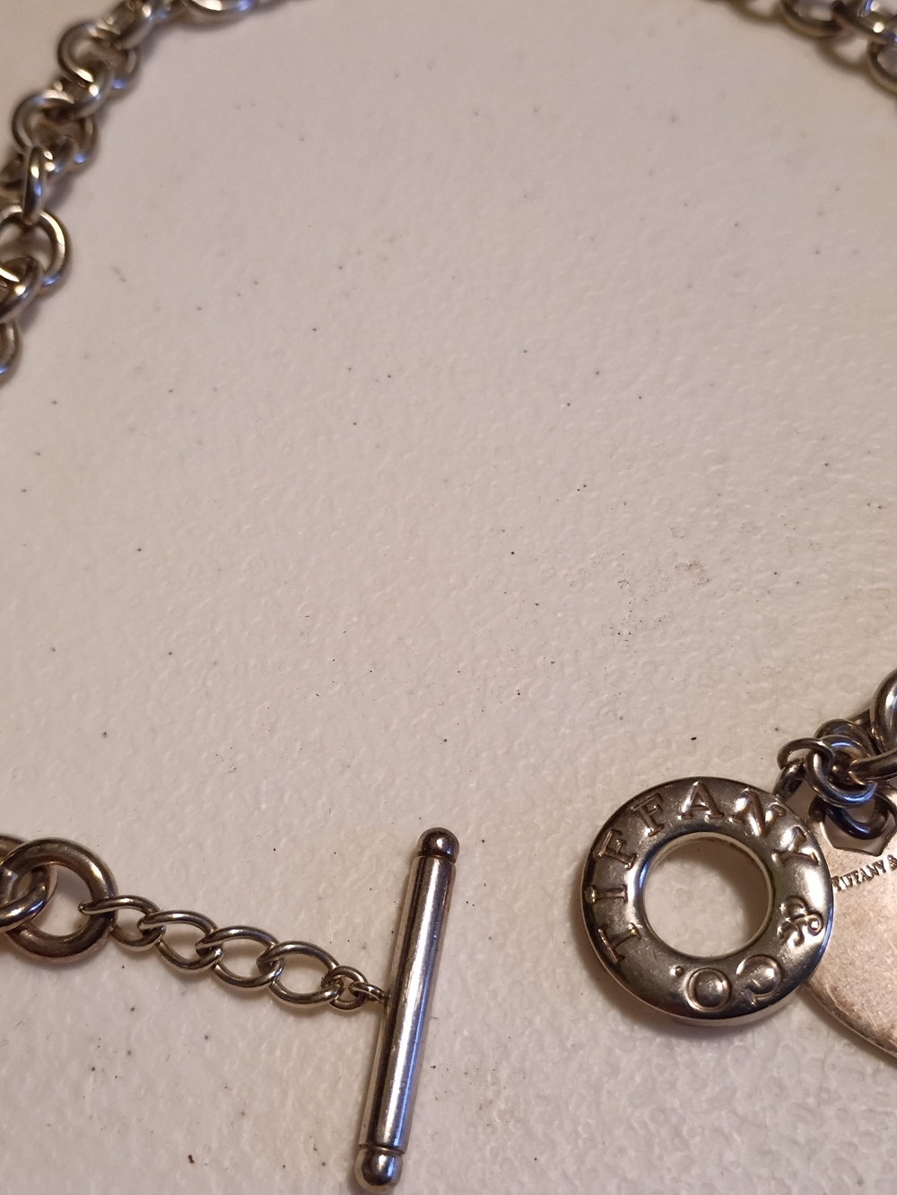 Tiffany & Co. Heart Tag Necklace White Toggle Clasp IN 925 Sterling Silver